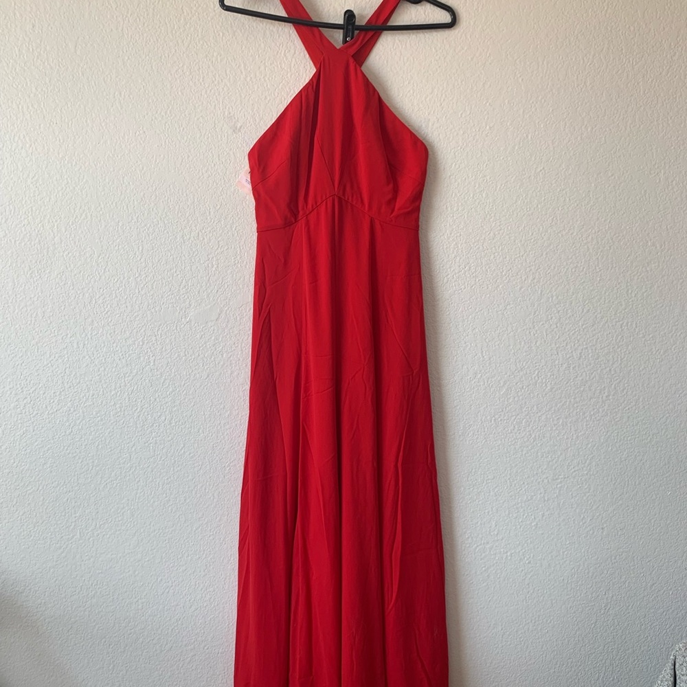 Fame and partners red high neck gown